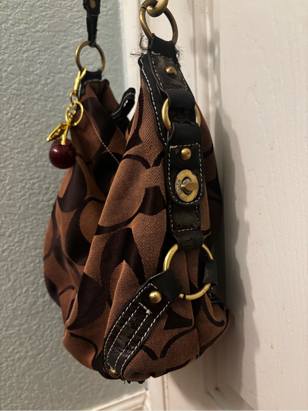 Vintage Coach Carly Dark Brown Shoulder Purse Hobo Bag - Picture 2 of 8